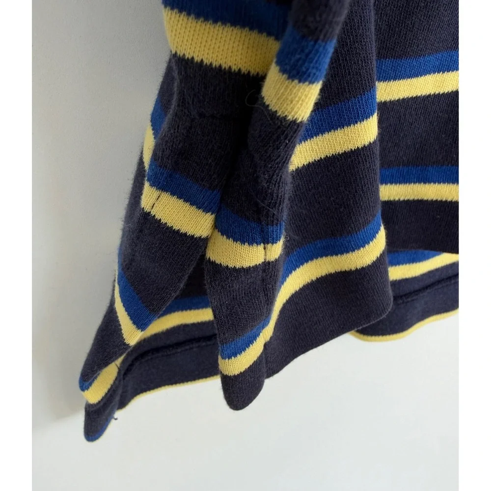 Polo Ralph Lauren Mens Medium Navy Blue Yellow Striped Short Sleeve Polo Shirt
